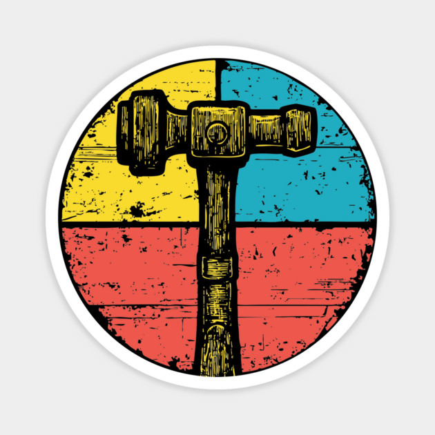 Retro Hammer Icon – Vintage Carpenter Tool Art Magnet by TuncGK