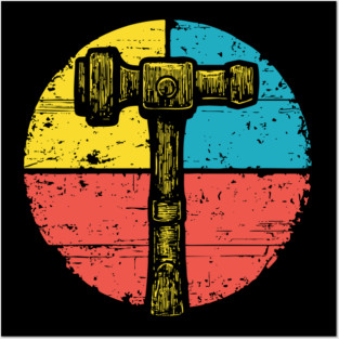 Retro Hammer Icon – Vintage Carpenter Tool Art Posters and Art