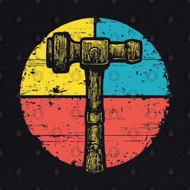 Retro Hammer Icon – Vintage Carpenter Tool Art by TuncGK
