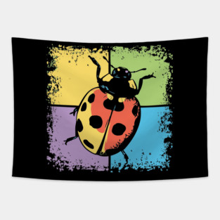 Retro Ladybug on Blue – Whimsical Bug Art in Vintage Style Tapestry