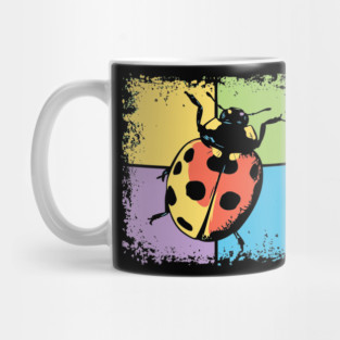 Retro Ladybug on Blue – Whimsical Bug Art in Vintage Style Mug