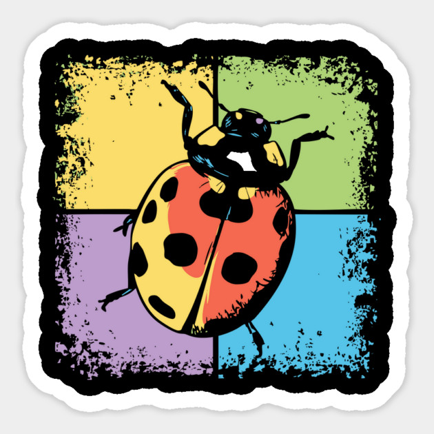 Retro Ladybug on Blue – Whimsical Bug Art in Vintage Style Magnet by TuncGK