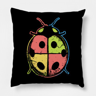 Color Block Ladybugs – Retro Insect Symmetry Design Pillow