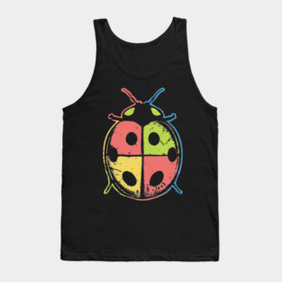 Color Block Ladybugs – Retro Insect Symmetry Design Tank Top