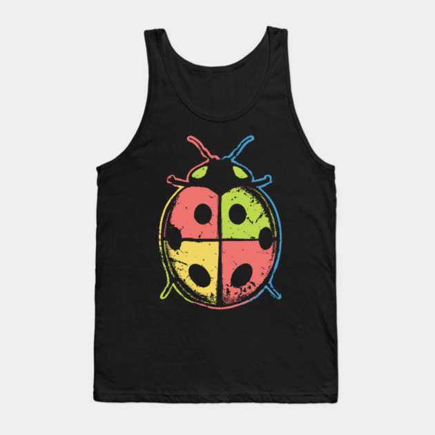 Color Block Ladybugs – Retro Insect Symmetry Design Tank Top by TuncGK