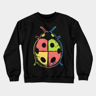 Color Block Ladybugs – Retro Insect Symmetry Design Crewneck Sweatshirt