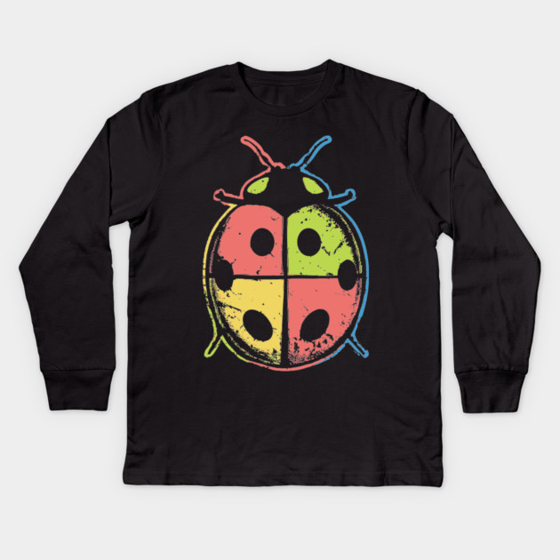 Color Block Ladybugs – Retro Insect Symmetry Design Kids Long Sleeve T-Shirt by TuncGK