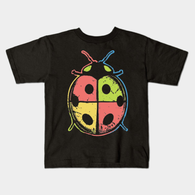 Color Block Ladybugs – Retro Insect Symmetry Design Kids T-Shirt by TuncGK