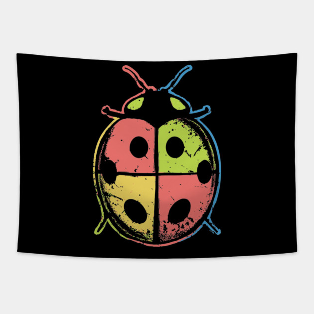 Color Block Ladybugs – Retro Insect Symmetry Design Tapestry by TuncGK