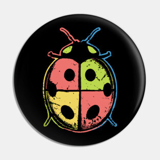 Color Block Ladybugs – Retro Insect Symmetry Design Pin