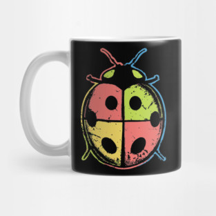 Color Block Ladybugs – Retro Insect Symmetry Design Mug