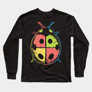 Color Block Ladybugs – Retro Insect Symmetry Design Long Sleeve T-Shirt