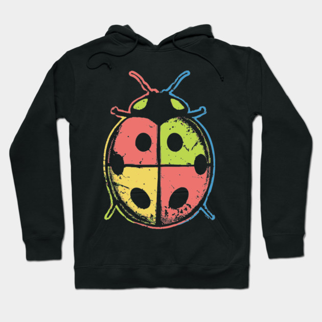Color Block Ladybugs – Retro Insect Symmetry Design Hoodie by TuncGK