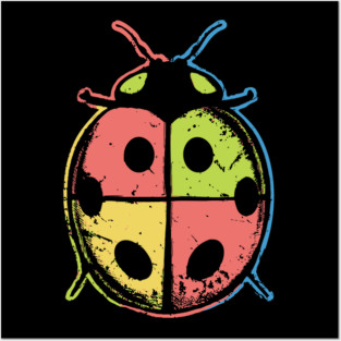 Color Block Ladybugs – Retro Insect Symmetry Design Posters and Art