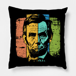 Abraham Lincoln Retro Portrait – Vintage Americana Graphic Pillow