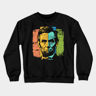 Abraham Lincoln Retro Portrait – Vintage Americana Graphic Crewneck Sweatshirt