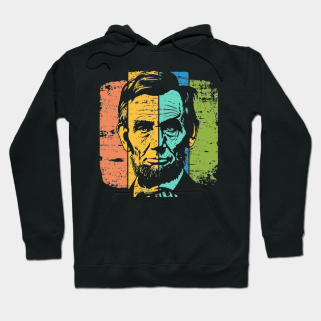 Abraham Lincoln Retro Portrait – Vintage Americana Graphic Hoodie by TuncGK