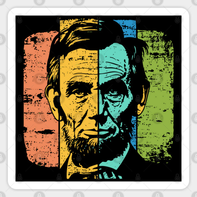 Abraham Lincoln Retro Portrait – Vintage Americana Graphic Sticker by TuncGK