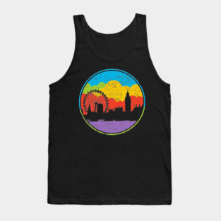 Retro London Skyline – Colorful Cityscape Vintage Art Tank Top