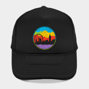 Retro London Skyline – Colorful Cityscape Vintage Art Hat