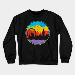 Retro London Skyline – Colorful Cityscape Vintage Art Crewneck Sweatshirt