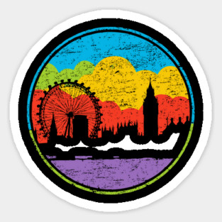Retro London Skyline – Colorful Cityscape Vintage Art Sticker