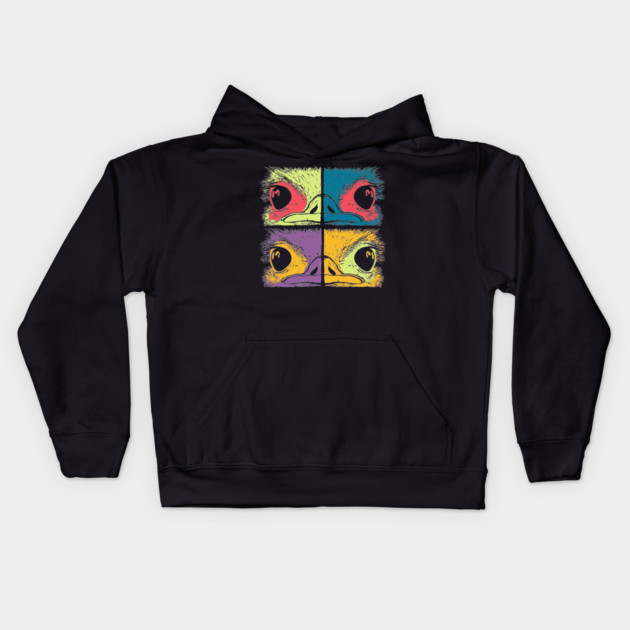 Mosaic Ostrich Head – Retro Geometric Wildlife Art Kids Hoodie by TuncGK