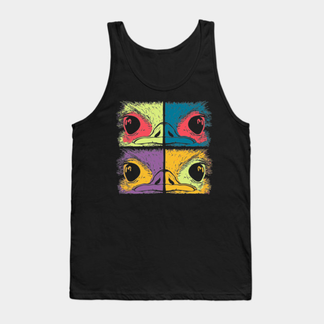 Mosaic Ostrich Head – Retro Geometric Wildlife Art Tank Top by TuncGK