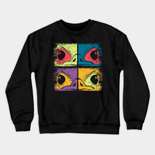 Mosaic Ostrich Head – Retro Geometric Wildlife Art Crewneck Sweatshirt