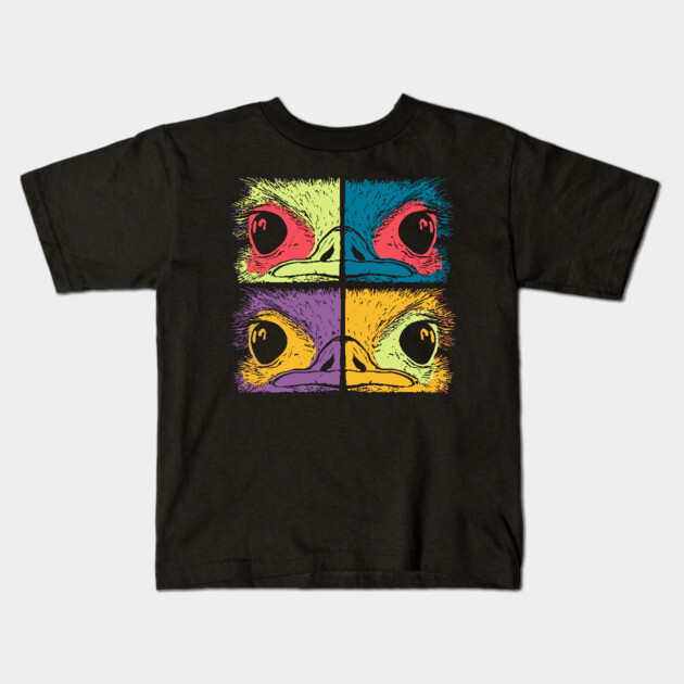 Mosaic Ostrich Head – Retro Geometric Wildlife Art Kids T-Shirt by TuncGK
