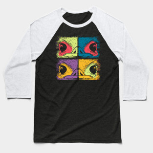 Mosaic Ostrich Head – Retro Geometric Wildlife Art Baseball T-Shirt