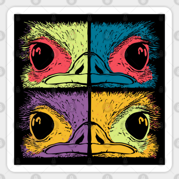 Mosaic Ostrich Head – Retro Geometric Wildlife Art Sticker by TuncGK