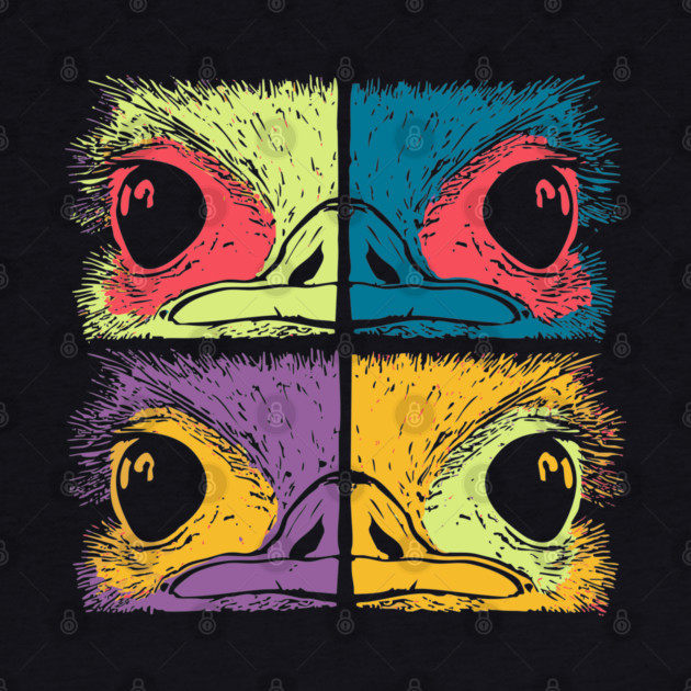 Mosaic Ostrich Head – Retro Geometric Wildlife Art by TuncGK