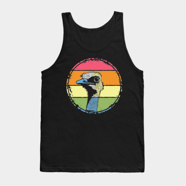Retro Ostrich Headshot – Quirky Bird Portrait in Vintage Style Tank Top by TuncGK
