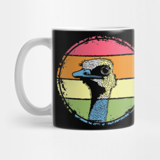 Retro Ostrich Headshot – Quirky Bird Portrait in Vintage Style Mug