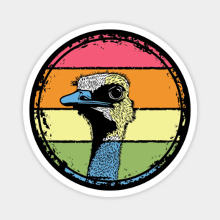 Retro Ostrich Headshot – Quirky Bird Portrait in Vintage Style Magnet