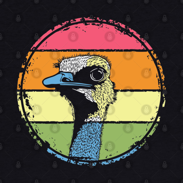 Retro Ostrich Headshot – Quirky Bird Portrait in Vintage Style by TuncGK