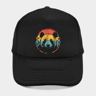 Retro Panda Face – Vintage Monochrome Wildlife Art Hat