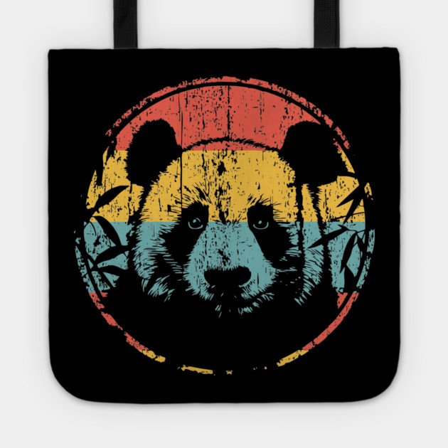 Retro Panda Face – Vintage Monochrome Wildlife Art Tote by TuncGK