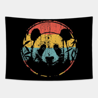 Retro Panda Face – Vintage Monochrome Wildlife Art Tapestry