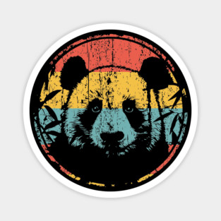 Retro Panda Face – Vintage Monochrome Wildlife Art Magnet