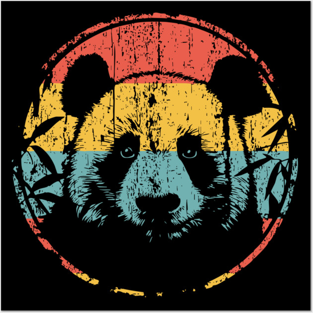 Retro Panda Face – Vintage Monochrome Wildlife Art Wall Art by TuncGK