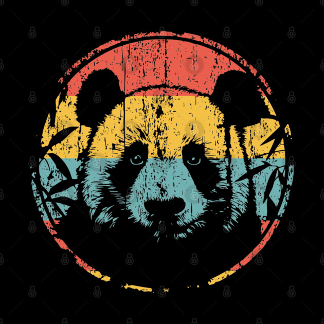 Retro Panda Face – Vintage Monochrome Wildlife Art by TuncGK