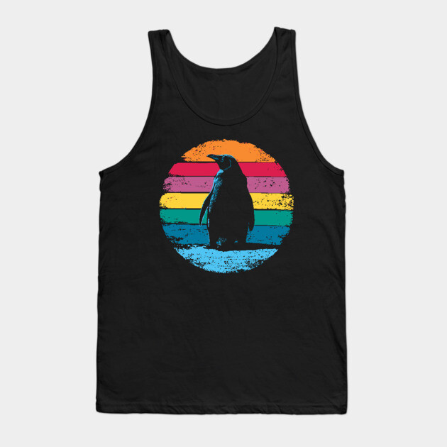 Retro Penguin Portrait – Vintage Arctic Bird Graphic Tank Top by TuncGK