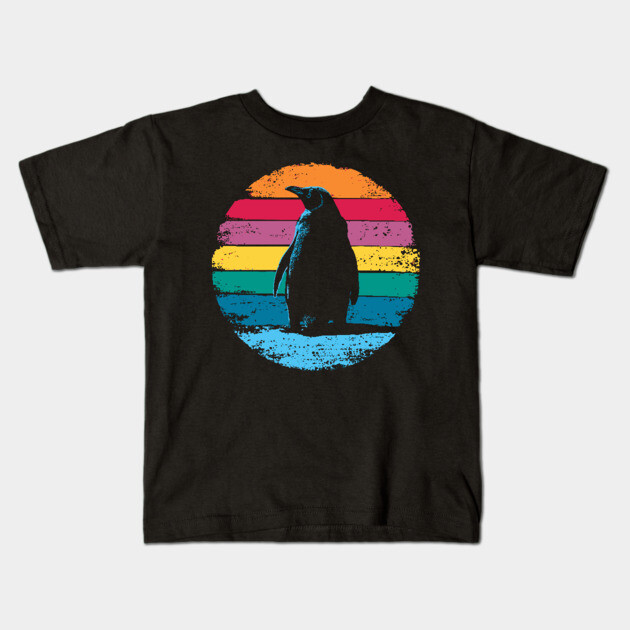 Retro Penguin Portrait – Vintage Arctic Bird Graphic Kids T-Shirt by TuncGK