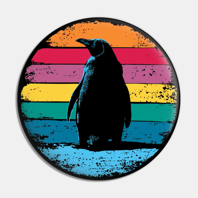 Retro Penguin Portrait – Vintage Arctic Bird Graphic Pin by TuncGK