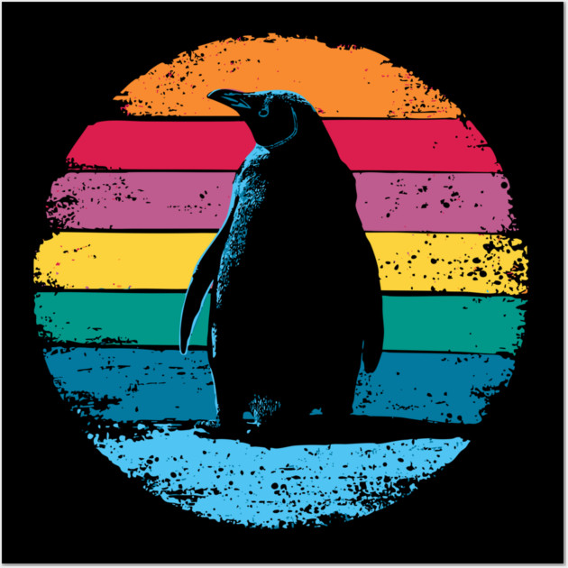 Retro Penguin Portrait – Vintage Arctic Bird Graphic Wall Art by TuncGK