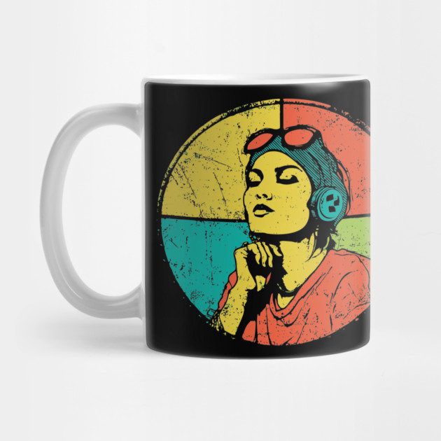 Retro Pilot Woman – Vintage Female Aviator Portrait by TuncGK