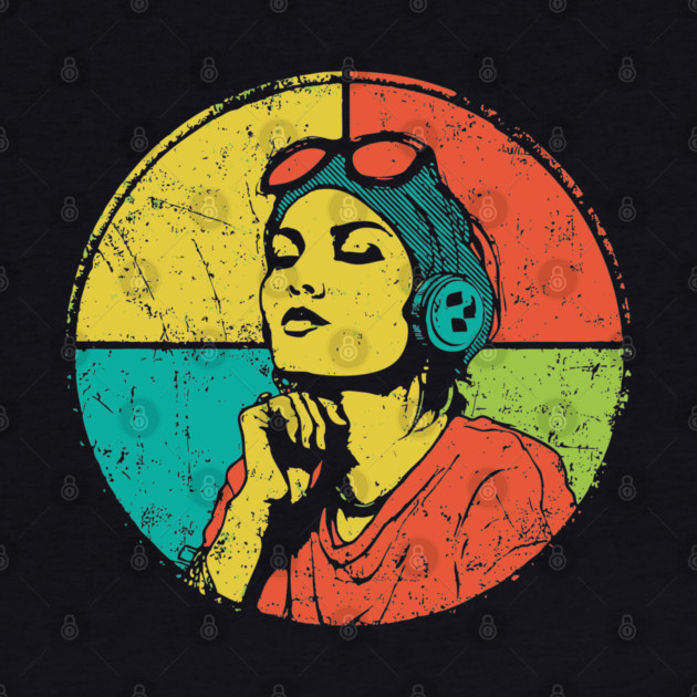 Retro Pilot Woman – Vintage Female Aviator Portrait by TuncGK