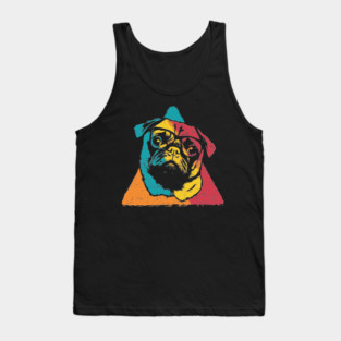 Retro Pug Face – Vintage Dog Breed Art with Charm Tank Top